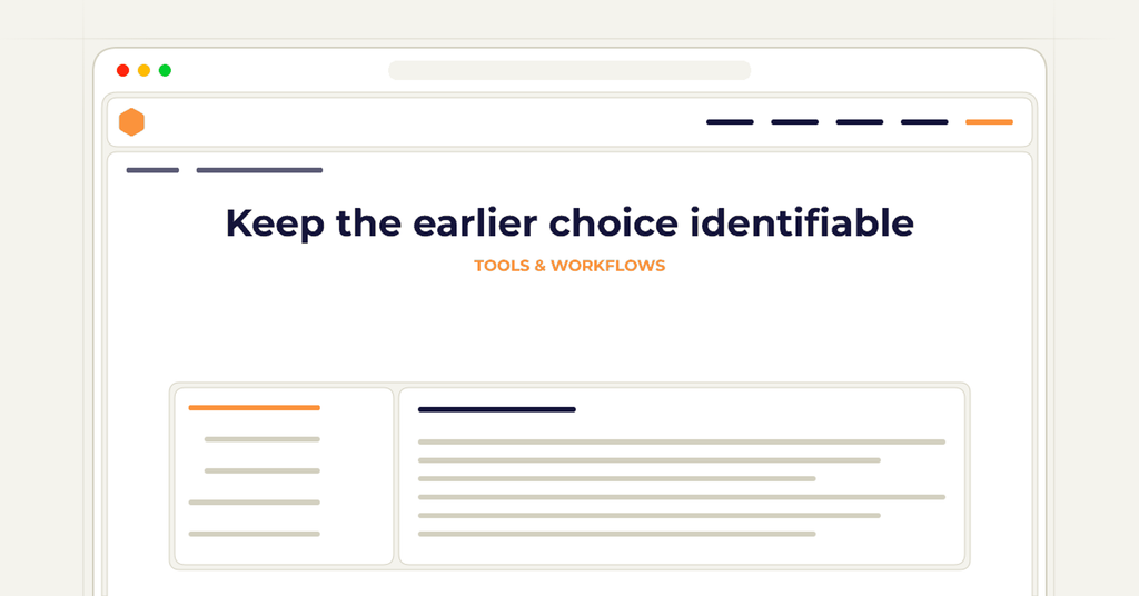 Symbolic publishing workflow for keep the earlier choice identifiable