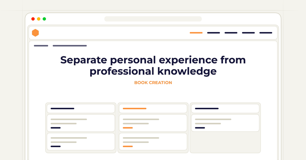 Symbolic publishing workflow for separate personal experience from professional knowledge