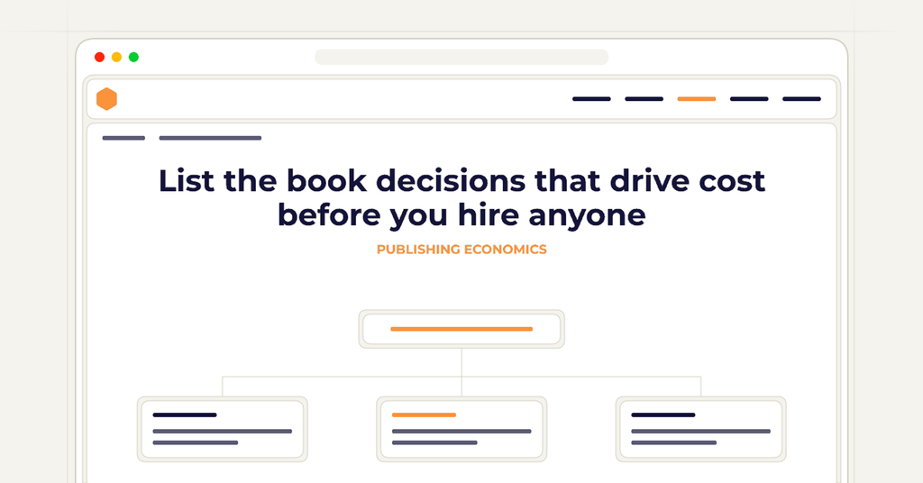 Symbolic publishing workflow for list the book decisions that drive cost before you hire anyone