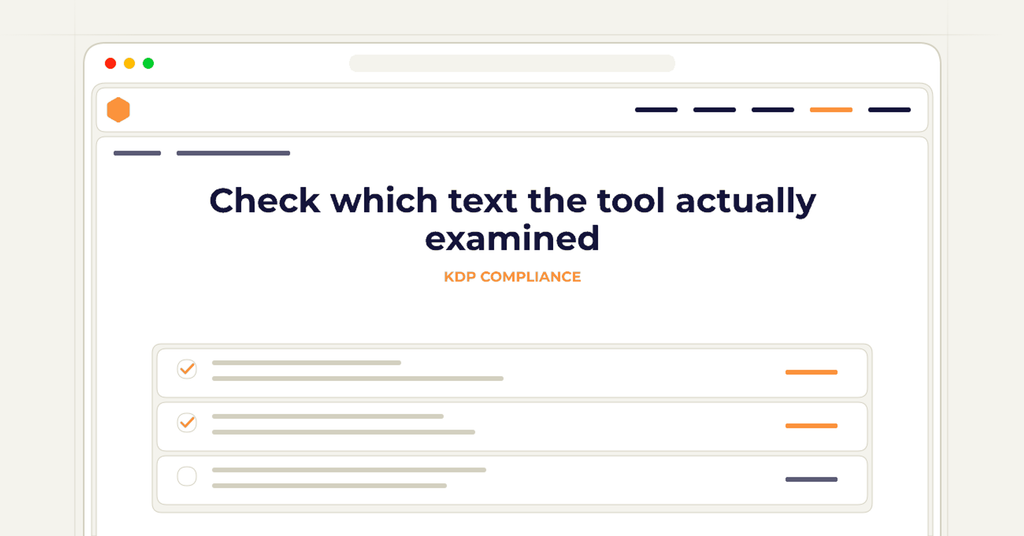 Symbolic publishing workflow for check which text the tool actually examined
