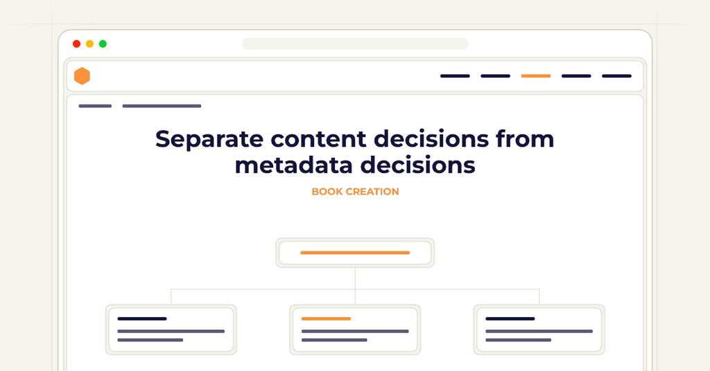 Symbolic review checklist for separate content decisions from metadata decisions