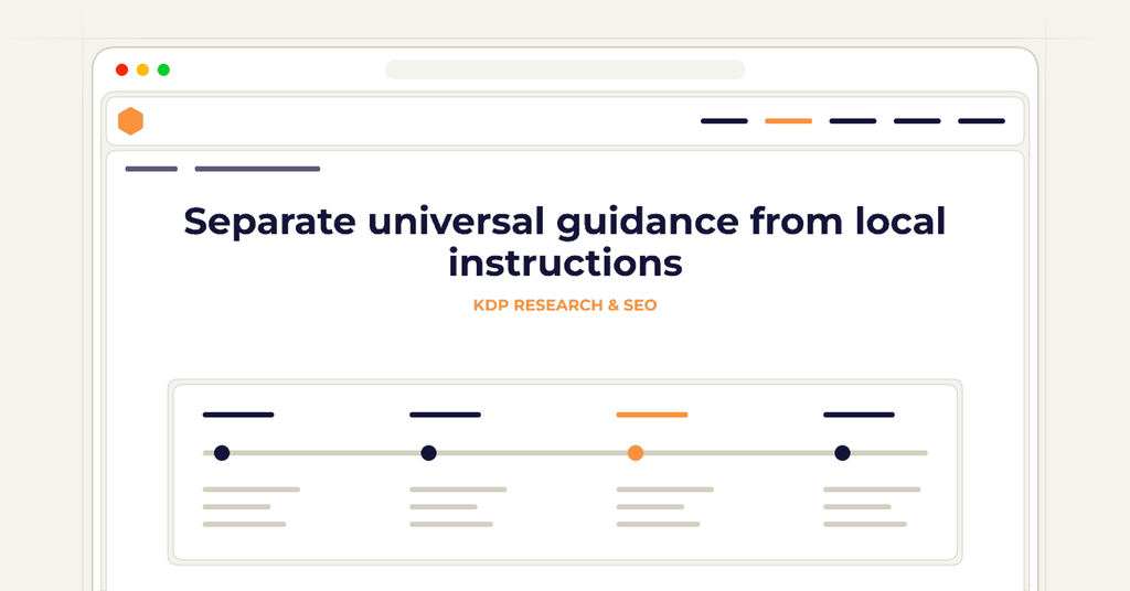 Symbolic publishing workflow for separate universal guidance from local instructions