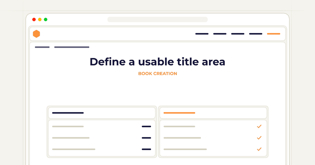 Symbolic publishing workflow for define a usable title area