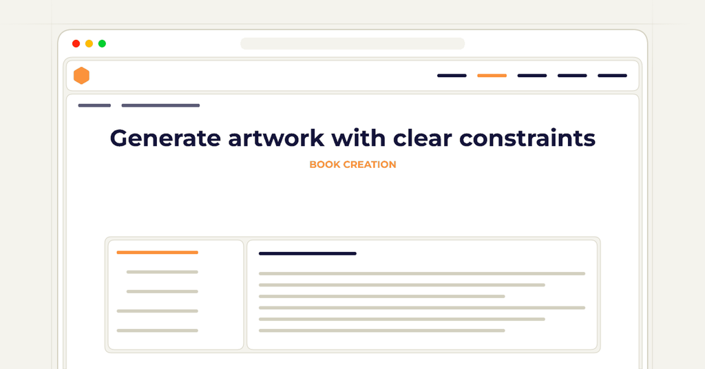 Symbolic review checklist for generate artwork with clear constraints