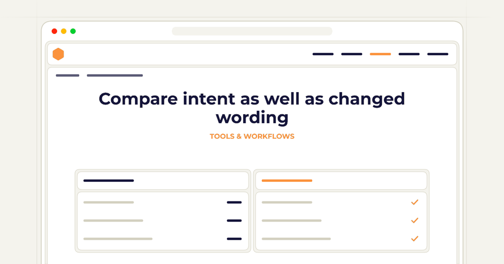 Symbolic review checklist for compare intent as well as changed wording