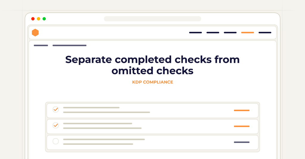 Symbolic publishing workflow for separate completed checks from omitted checks