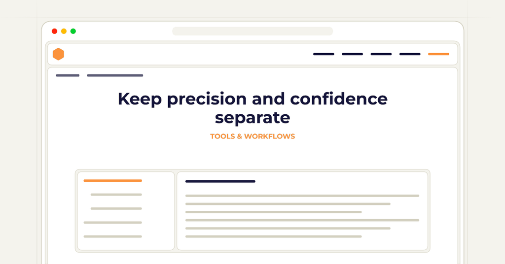 Symbolic publishing workflow for keep precision and confidence separate