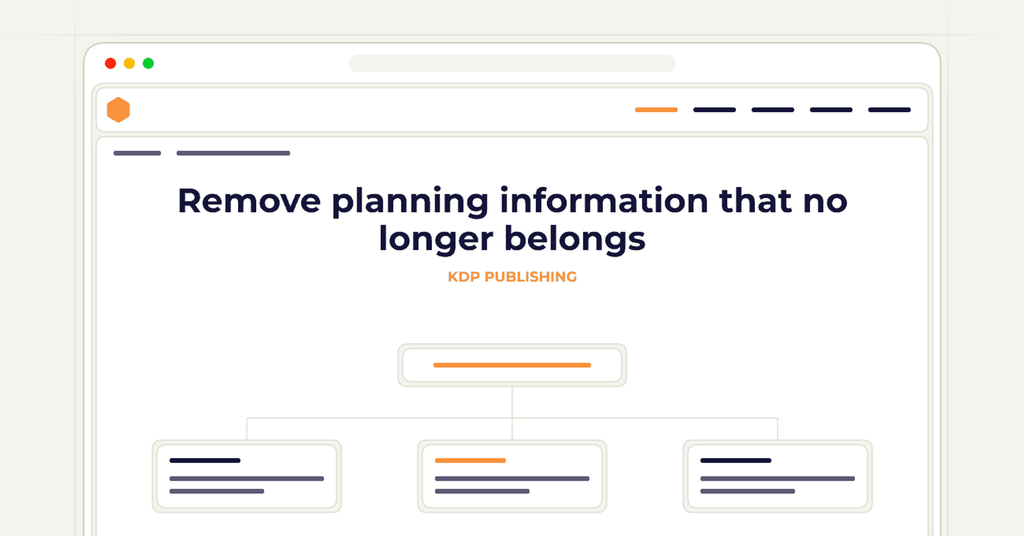 Symbolic review checklist for remove planning information that no longer belongs