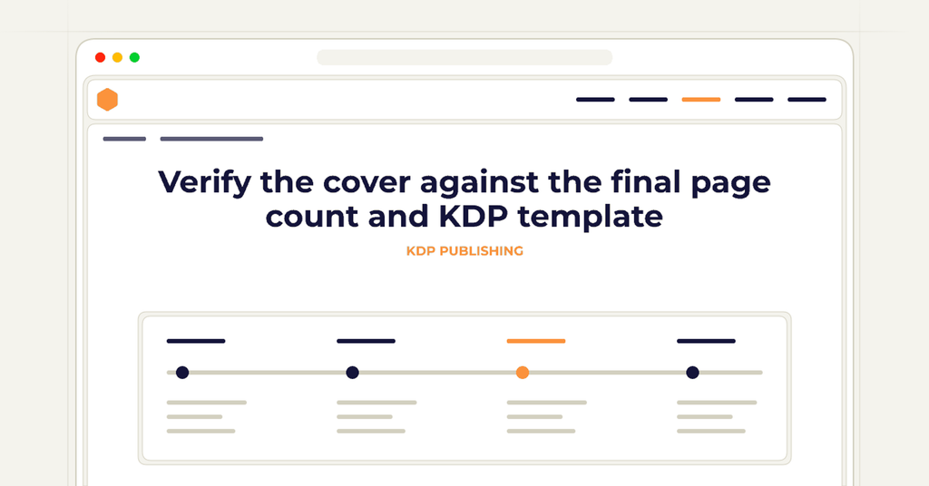 Symbolic review checklist for verify the cover against the final page count and kdp template