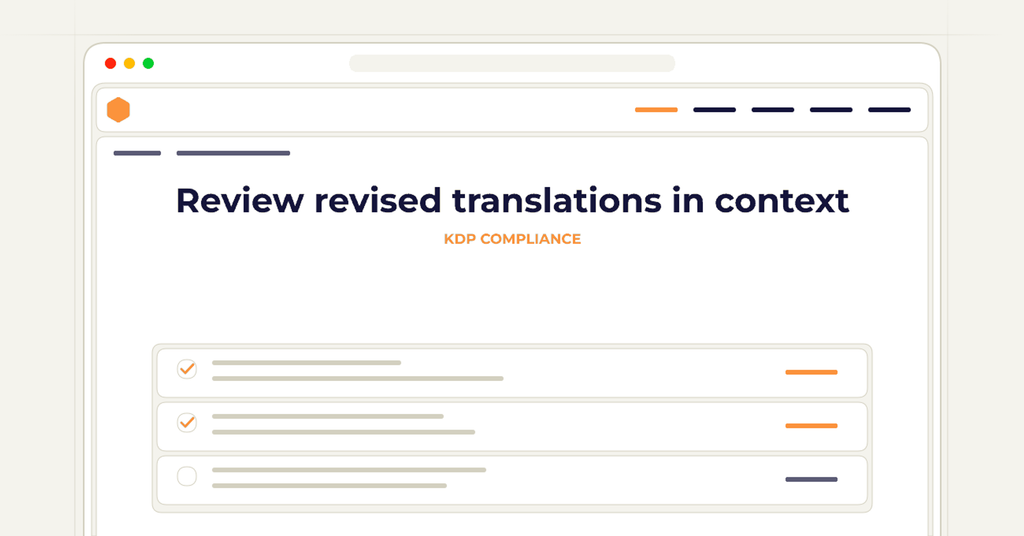 Symbolic review checklist for review revised translations in context