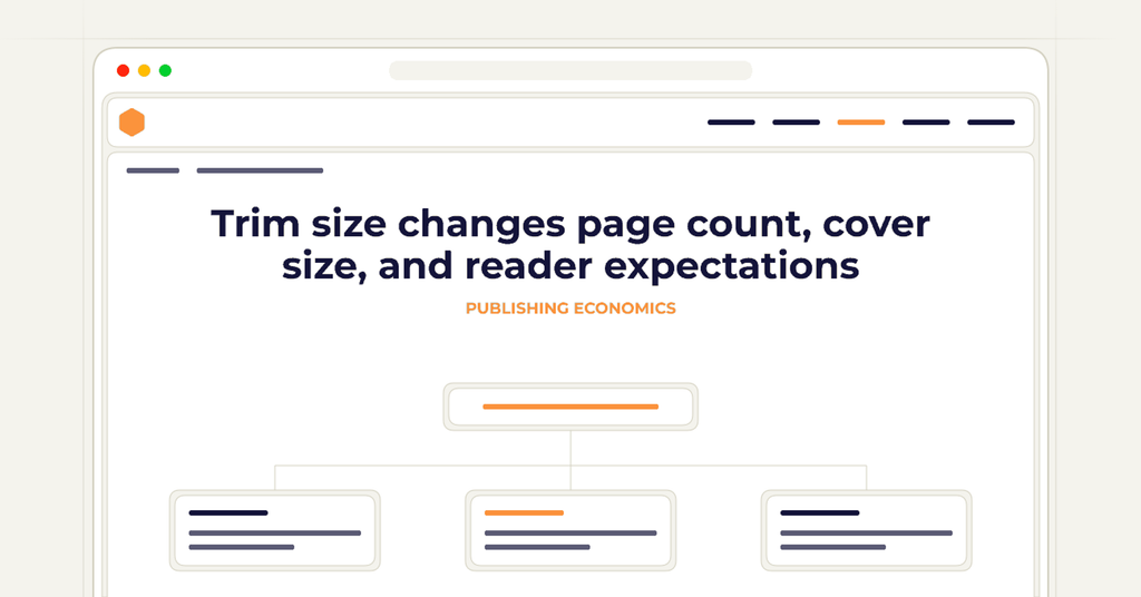 Symbolic review checklist for trim size changes page count, cover size, and reader expectations