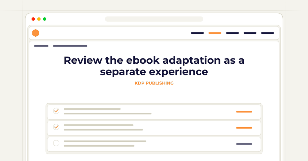 Symbolic review checklist for review the ebook adaptation as a separate experience