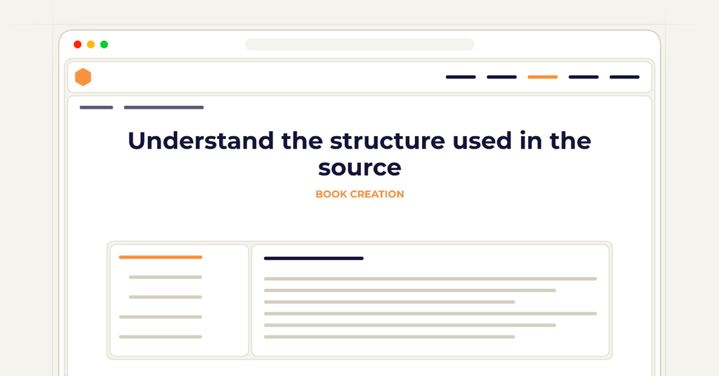 Symbolic publishing workflow for understand the structure used in the source