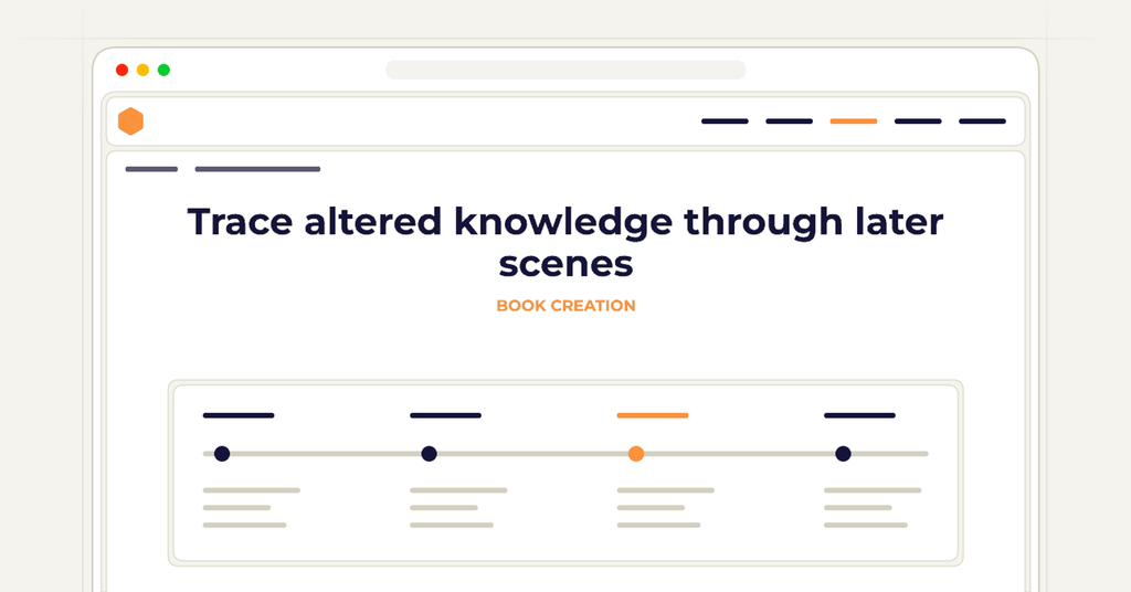 Symbolic review checklist for trace altered knowledge through later scenes