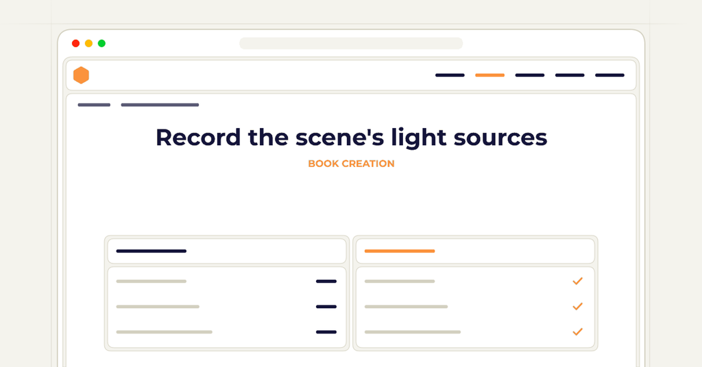Symbolic publishing workflow for record the scene's light sources