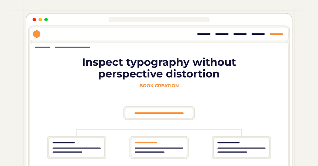 Symbolic review checklist for inspect typography without perspective distortion