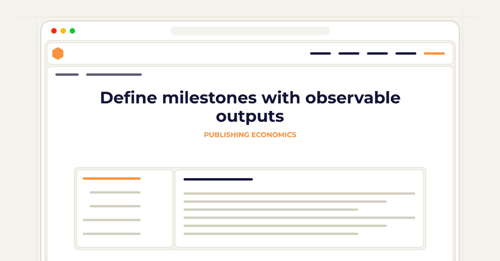 Symbolic publishing workflow for define milestones with observable outputs