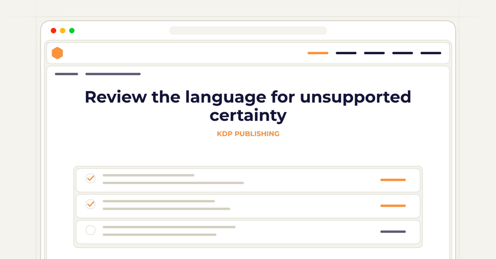 Symbolic review checklist for review the language for unsupported certainty