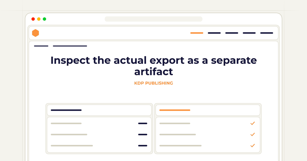 Symbolic review checklist for inspect the actual export as a separate artifact