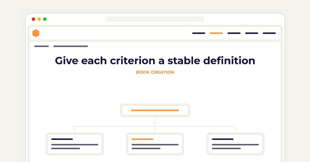 Symbolic publishing workflow for give each criterion a stable definition