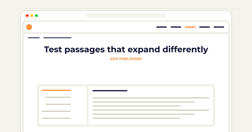 Symbolic publishing workflow for test passages that expand differently