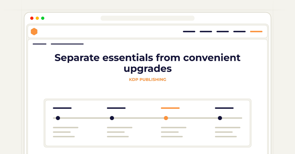 Symbolic publishing workflow for separate essentials from convenient upgrades