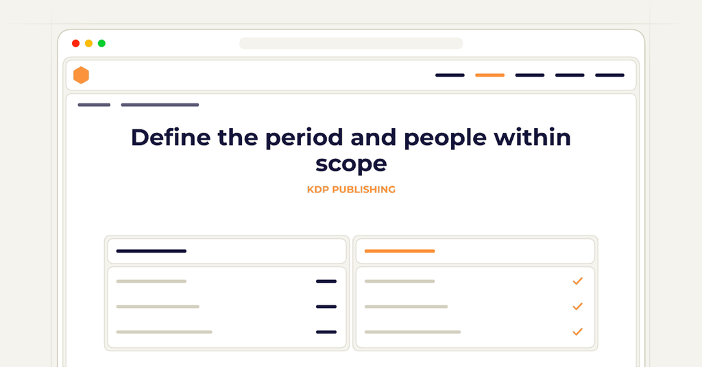 Symbolic publishing workflow for define the period and people within scope