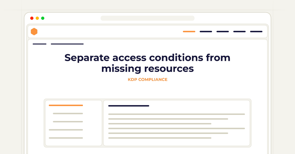 Symbolic review checklist for separate access conditions from missing resources