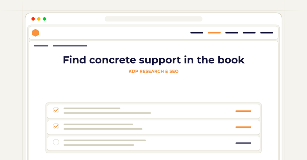 A symbolic browser workflow illustrating how to find concrete support in the book.