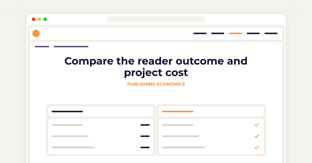 A symbolic browser checklist illustrating how to compare the reader outcome and project cost.