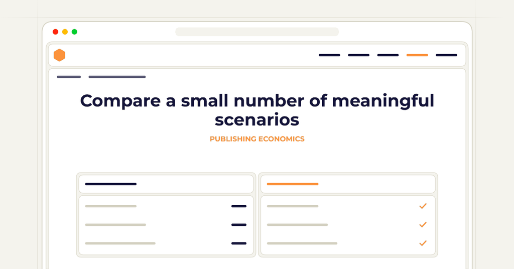 A symbolic browser checklist illustrating how to compare a small number of meaningful scenarios.