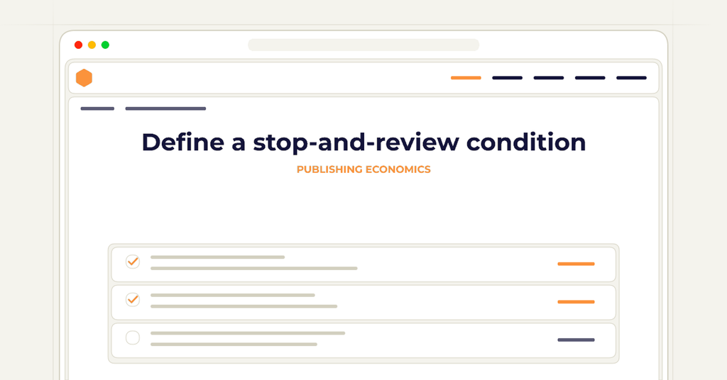A symbolic browser checklist illustrating how to define a stop-and-review condition.