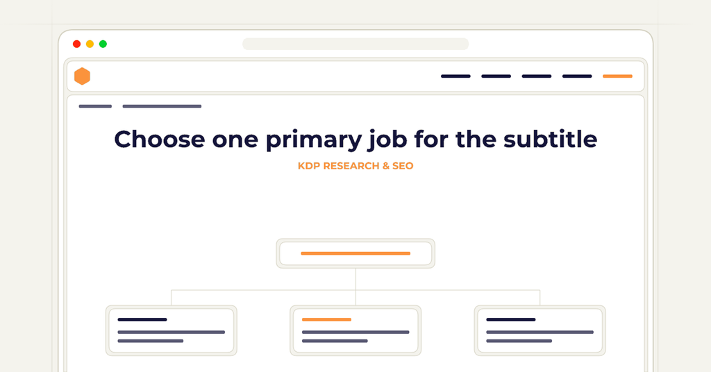 A symbolic browser workflow illustrating how to choose one primary job for the subtitle.