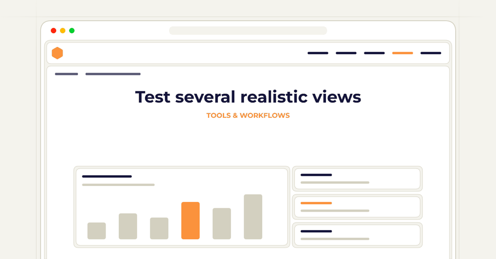 A symbolic browser workflow illustrating how to test several realistic views.