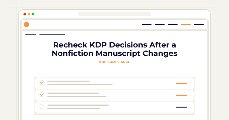 Recheck KDP Decisions After a Nonfiction Manuscript Changes