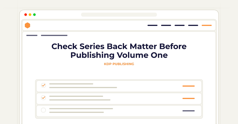 Check Series Back Matter Before Publishing Volume One