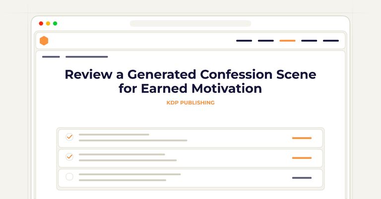 Review a Generated Confession Scene for Earned Motivation