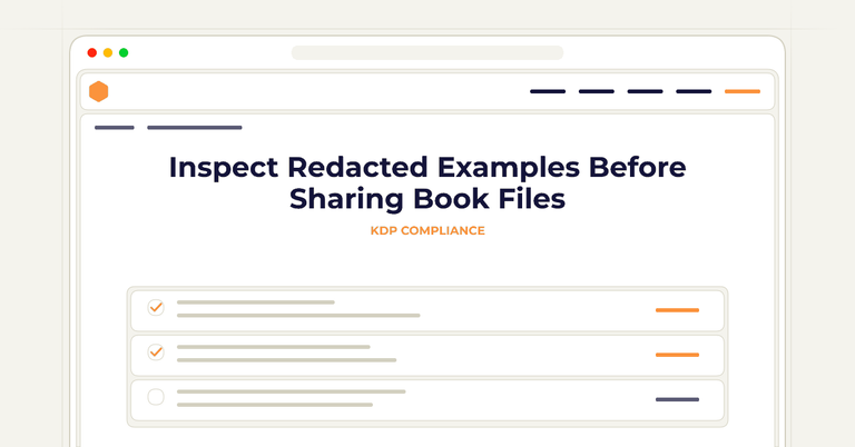 Inspect Redacted Examples Before Sharing Book Files