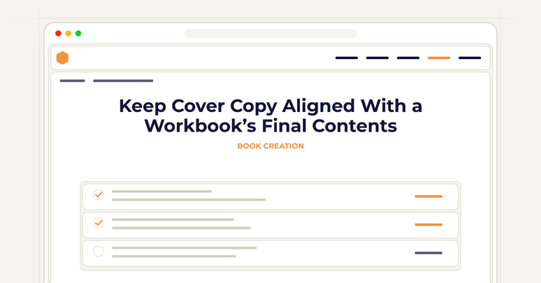 Keep Cover Copy Aligned With a Workbook’s Final Contents