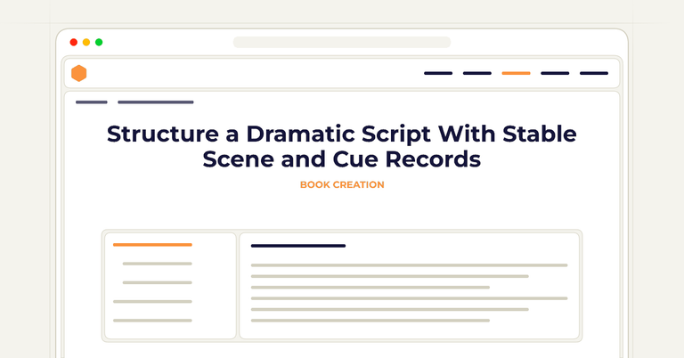 Structure a Dramatic Script With Stable Scene and Cue Records