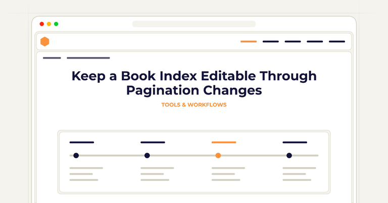 Keep a Book Index Editable Through Pagination Changes