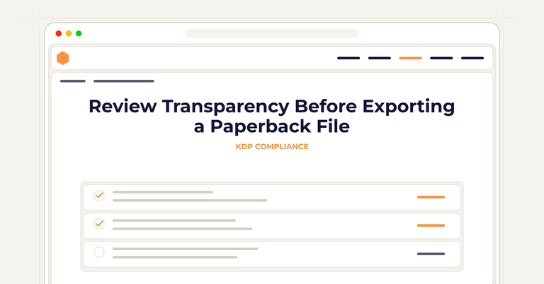 Review Transparency Before Exporting a Paperback File