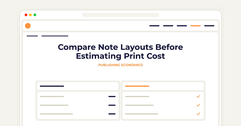 Compare Note Layouts Before Estimating Print Cost