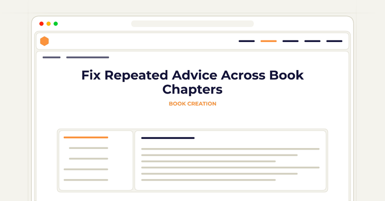 Fix Repeated Advice Across Book Chapters