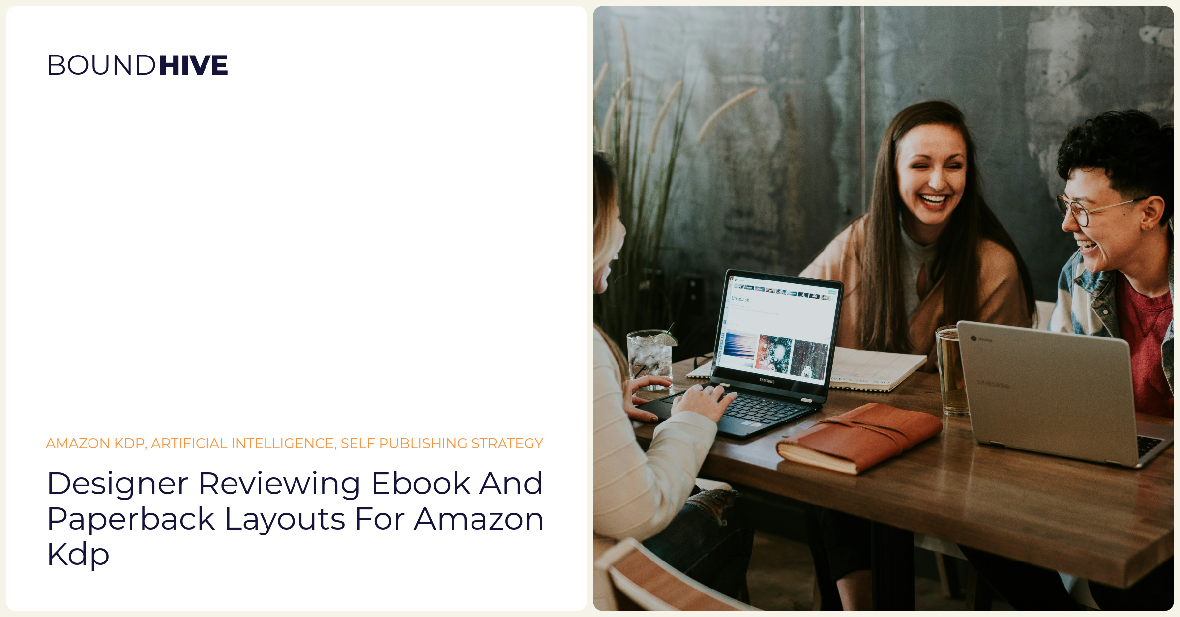 Designer reviewing ebook and paperback layouts for Amazon KDP