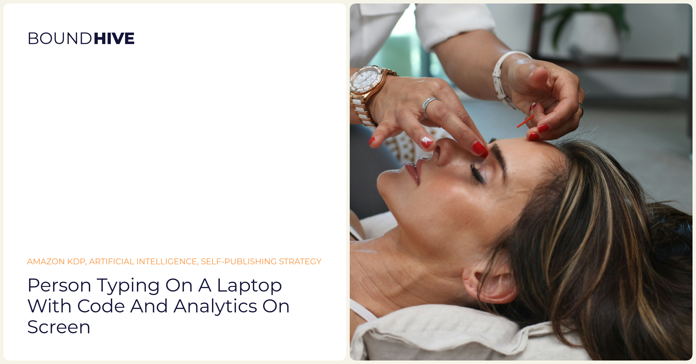 Person typing on a laptop with code and analytics on screen