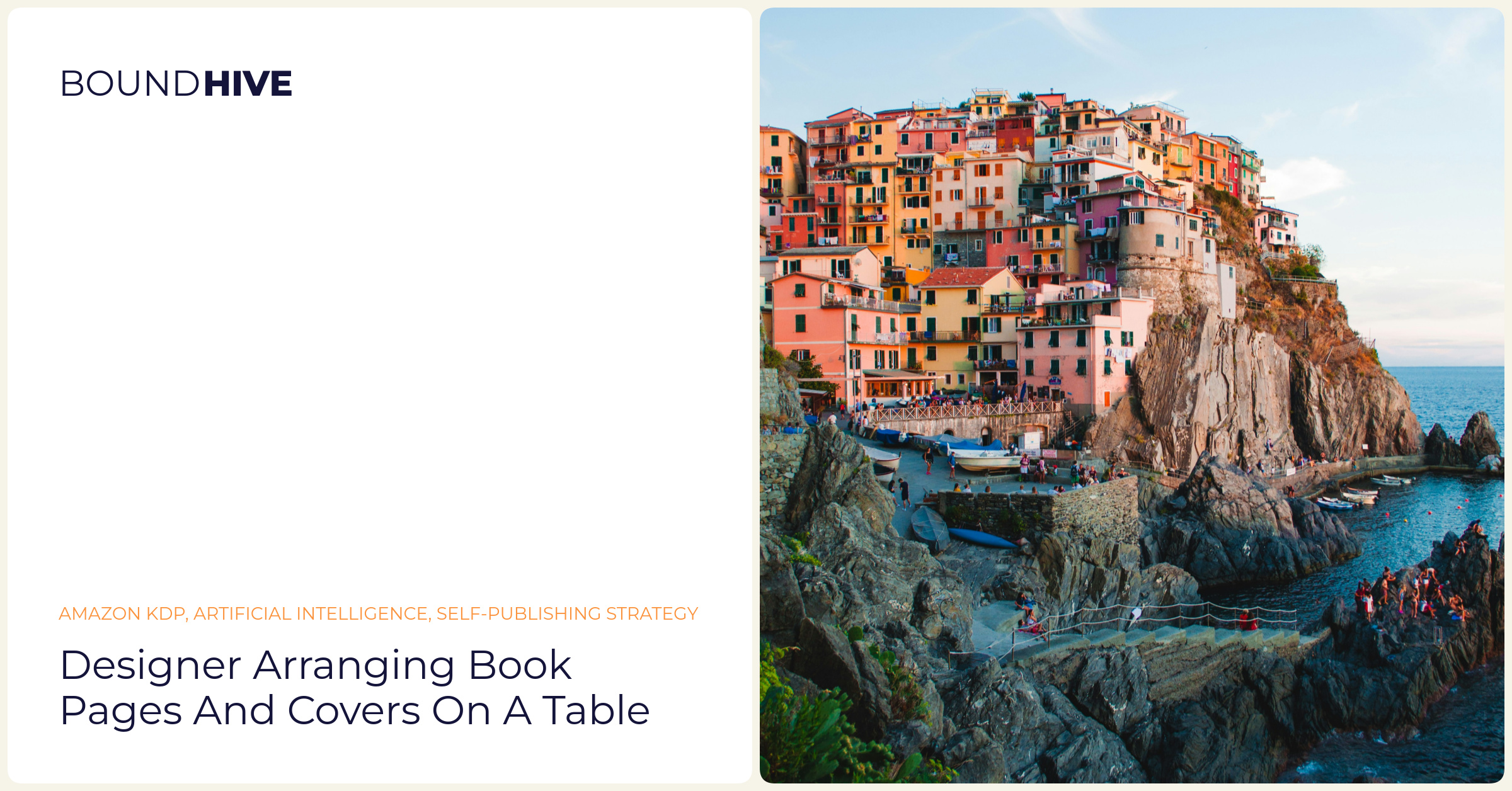 Designer arranging book pages and covers on a table