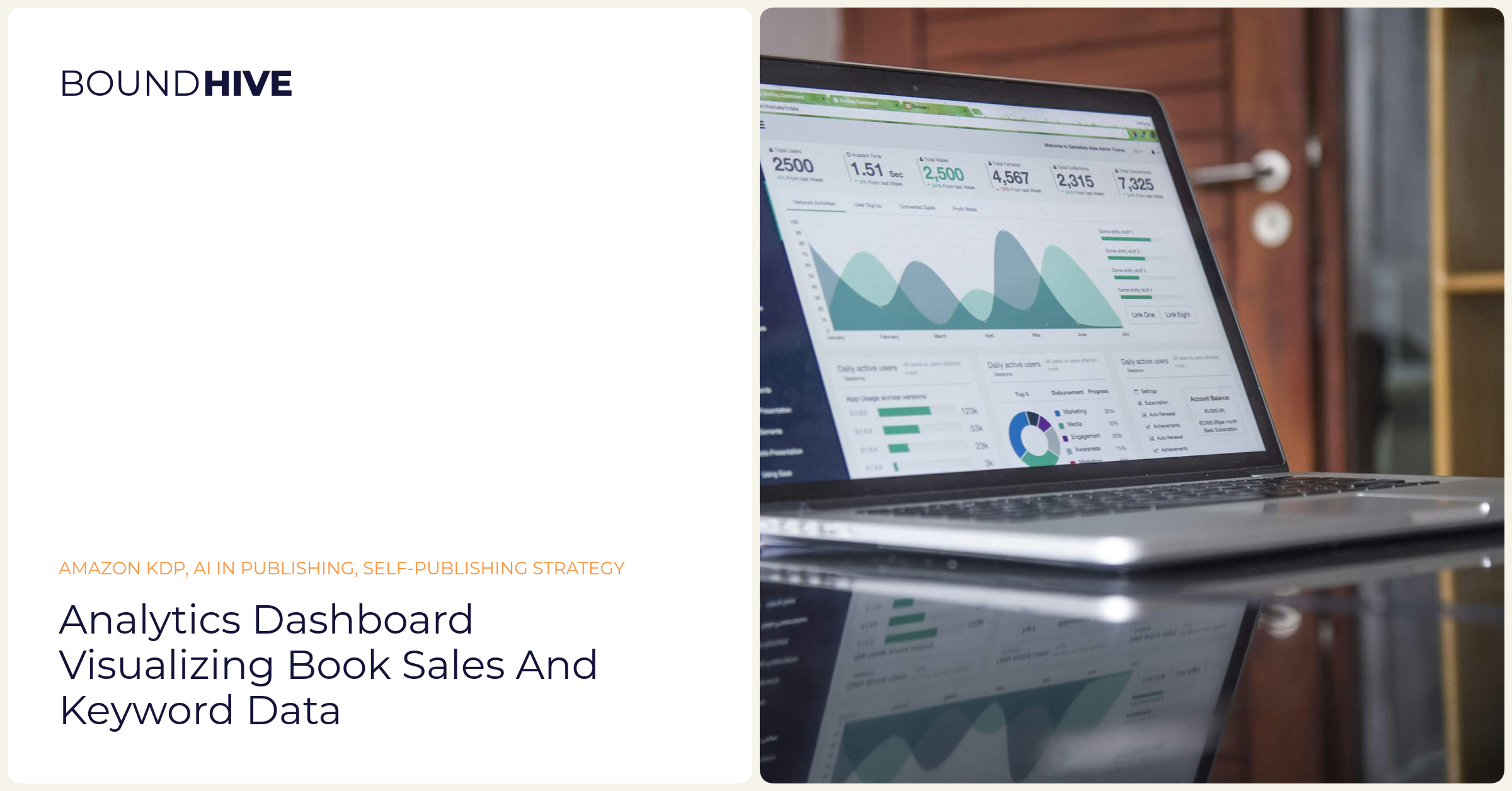 Analytics dashboard visualizing book sales and keyword data