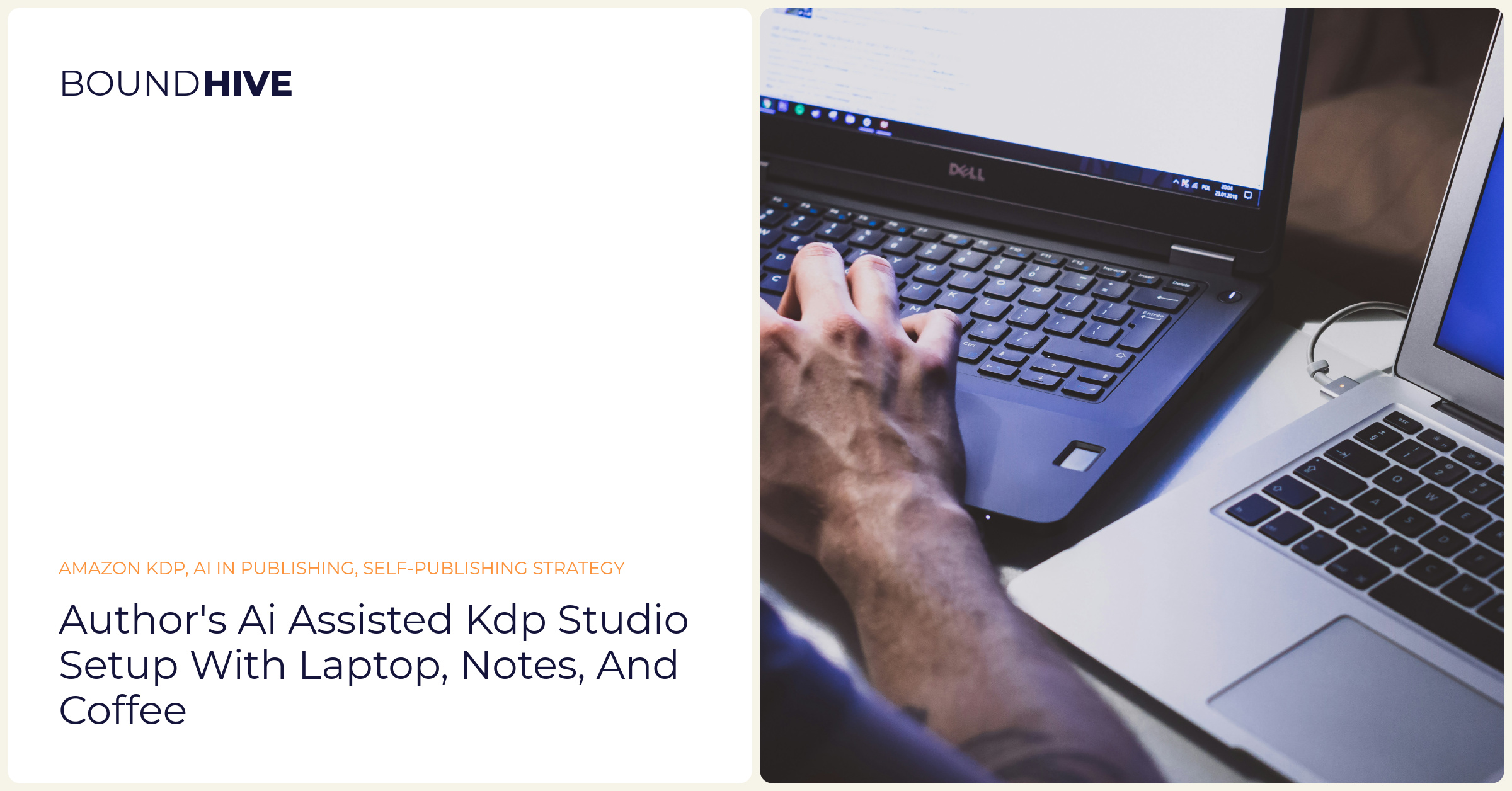 Author's AI assisted KDP studio setup with laptop, notes, and coffee