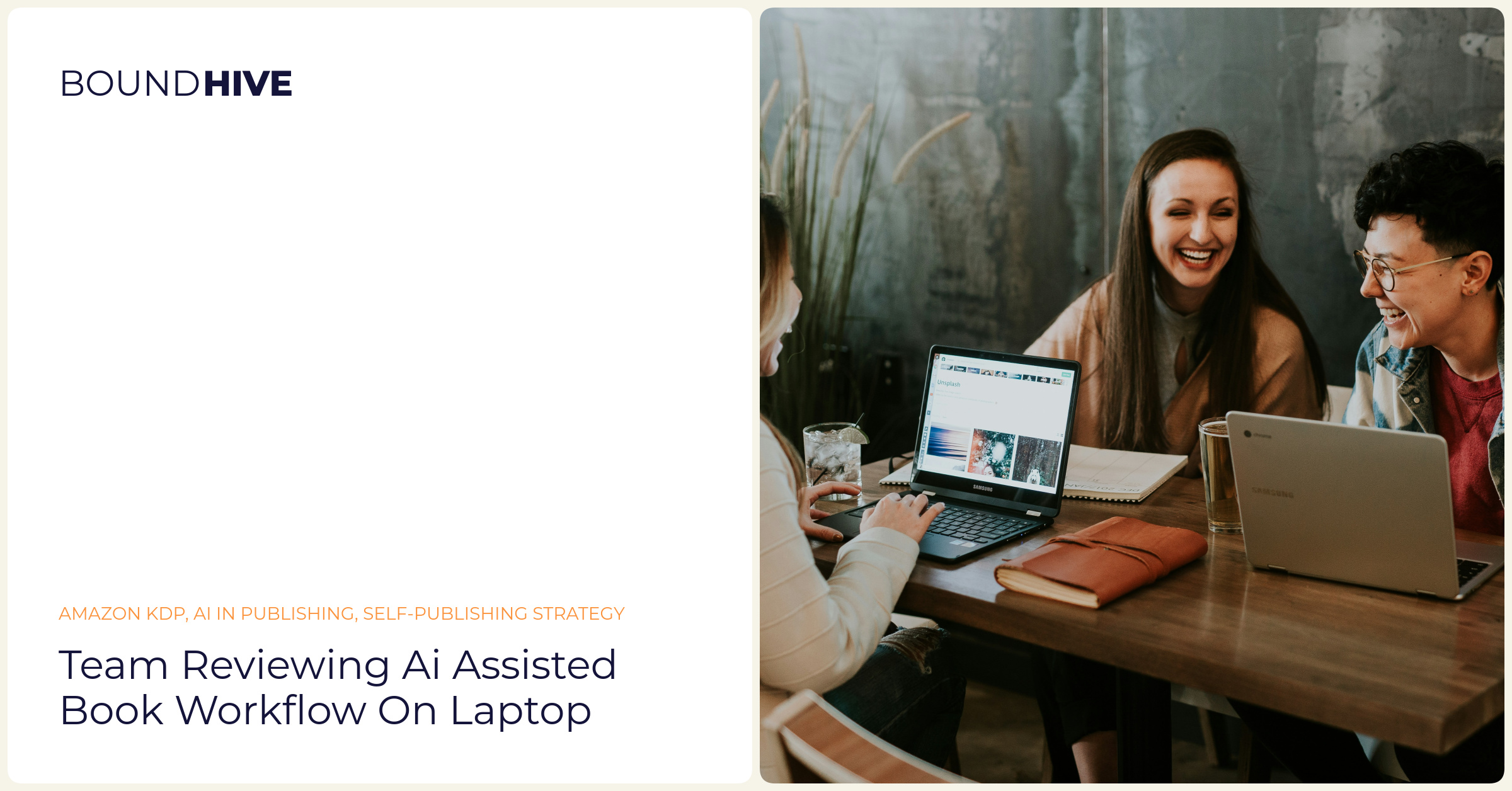Team reviewing AI assisted book workflow on laptop